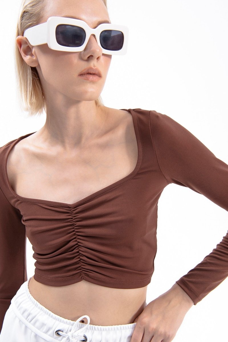 Gaiia Black Long Sleeve Crop Top - GAIIA